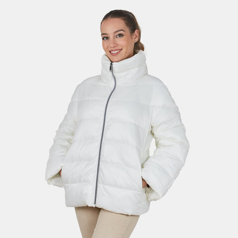 Chaqueta acolchada de mujer con cuello alto , Blanco Chaqueta acolchada de mujer con cuello alto , Blanco